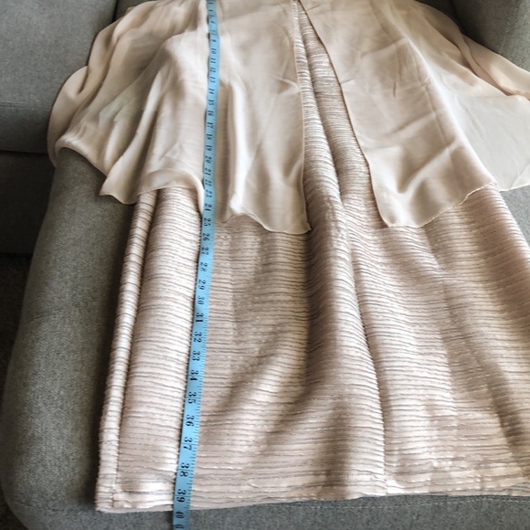 Scarlet sleeveless dress with attached shawl, champagne color with silver, sz 16 - Picture 6 of 11